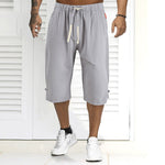 Summer Men's Solid Color Casual Linen Shorts