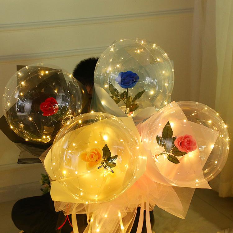 ❤️Valentine's Day Gift❤️ -  LED Luminous Rose Balloon Boba Bouquet