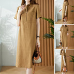 Linen Cotton Short Sleeve Simple Dress